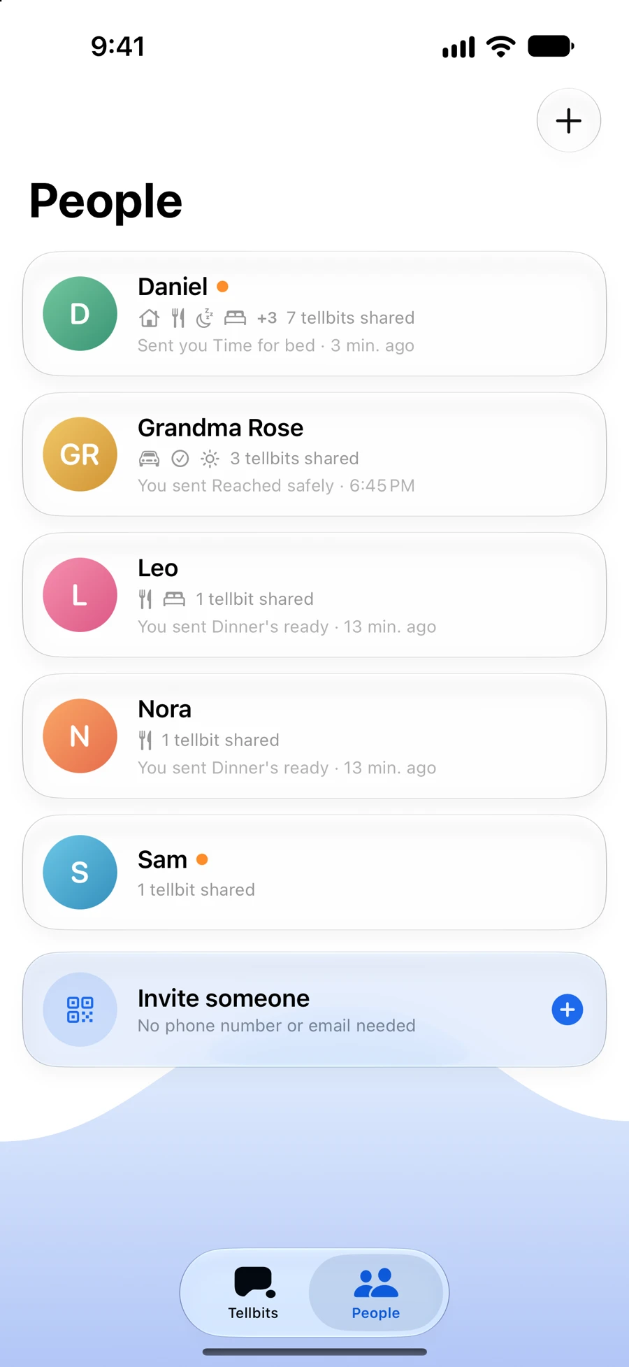 Tellbit people screen